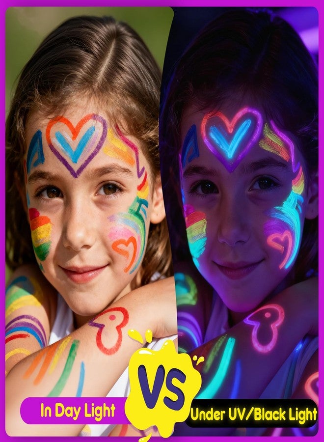 Toodler 10 Glow in the Dark Face Paint Sticks under UV Light, Kids Valentines Gifts Easter Basket Stuffers, Washable Neon Body Paint Crayons, Mess-Free Black Light Paint for Glow Party Supplies Makeup - Image 2